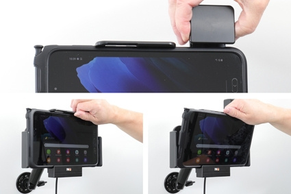 Brodit Holder med fjær-lås, Samsung Galaxy Tab Active 2 SM-T390/SM-T395/3 SM-T570/SM-T575/5 SM-X300/SM-X306B