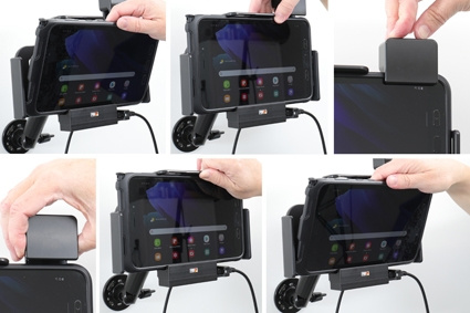 Brodit Holder med fjær-lås, Samsung Galaxy Tab Active 2 SM-T390/SM-T395/3 SM-T570/SM-T575/5 SM-X300/SM-X306B