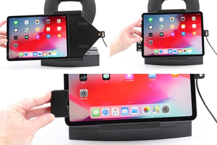 Brodit Holder med fjær-lås, Apple iPad Air 11 (A2902, A2903, A2904)/Air 11 2025 M3 (A3266, A3267, A2370)/Air 4th Gen (A2072, A2316, A2324, A2325)/Air 5th Gen (A2588, A2589, A2591)/Pro 11 2018 (A1980, A2013, A1934, A1979)/Pro 11 2020 2nd Generation  (A2068