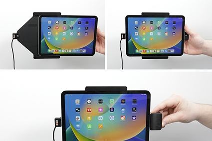 Brodit Holder med fjær-lås, Apple iPad 10th Gen (A2696, A2757, A2777)/2025 A16 (A3354, A3355, A3356)