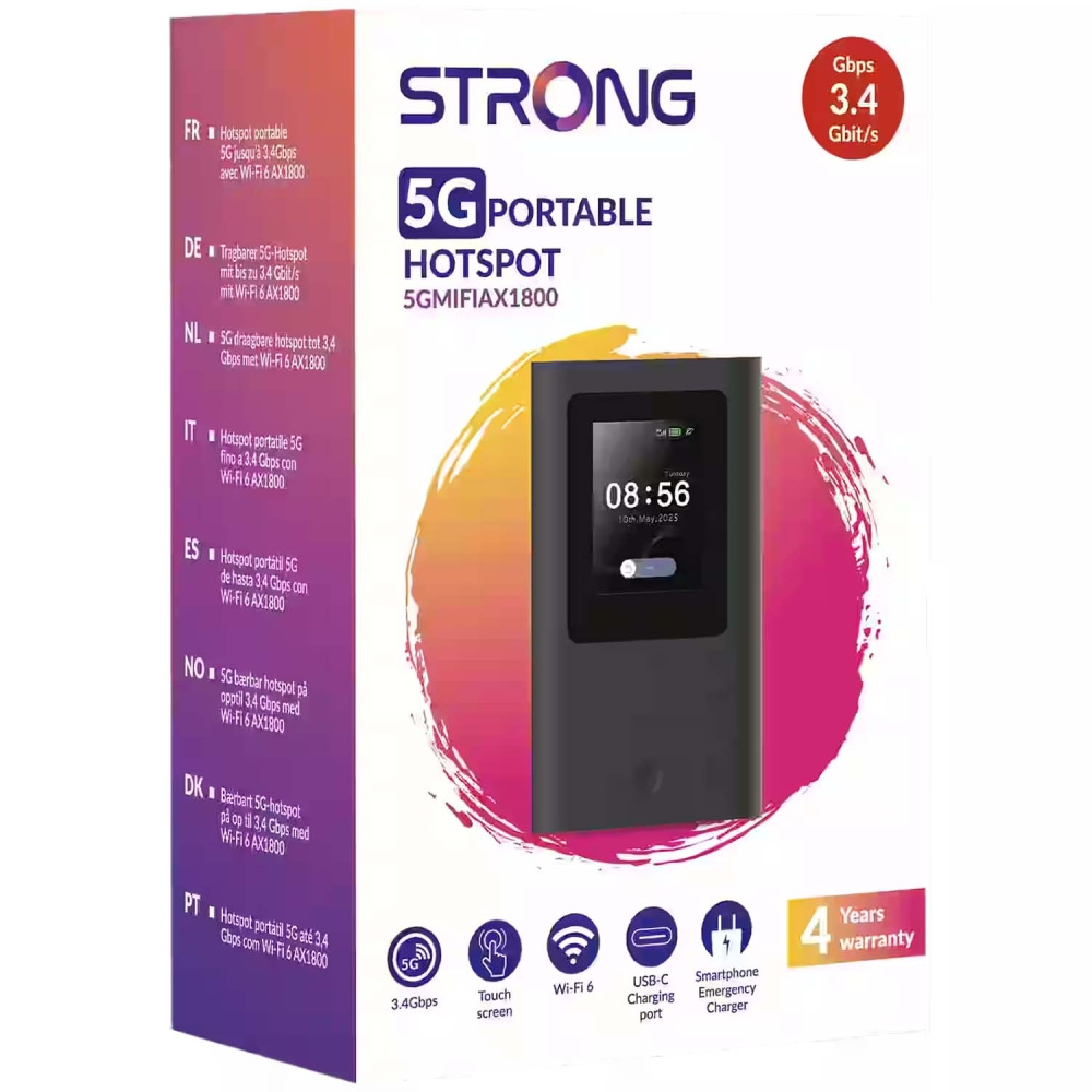 Strong 5GMIFIAX1800, bærbar 5G-hotspot med Wi-Fi 6