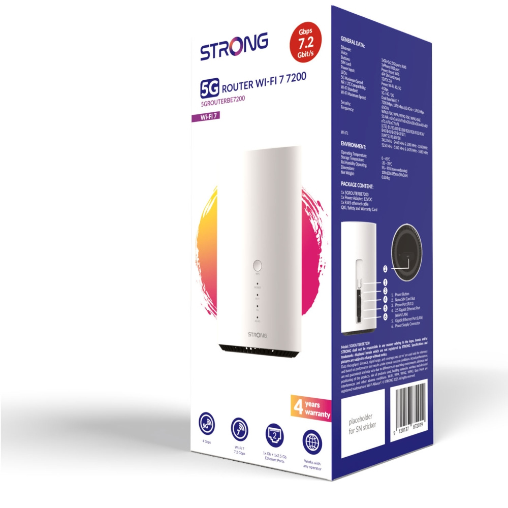 Kraftig 5G+-ruter, Wi-Fi 7 BE7200