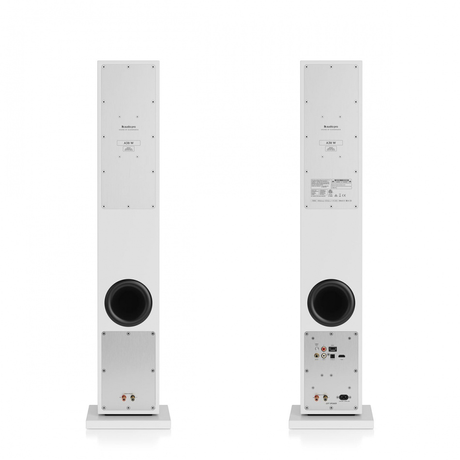 Audio Pro A38 W aktive gulvhøyttalere med Wi-Fi, hvit