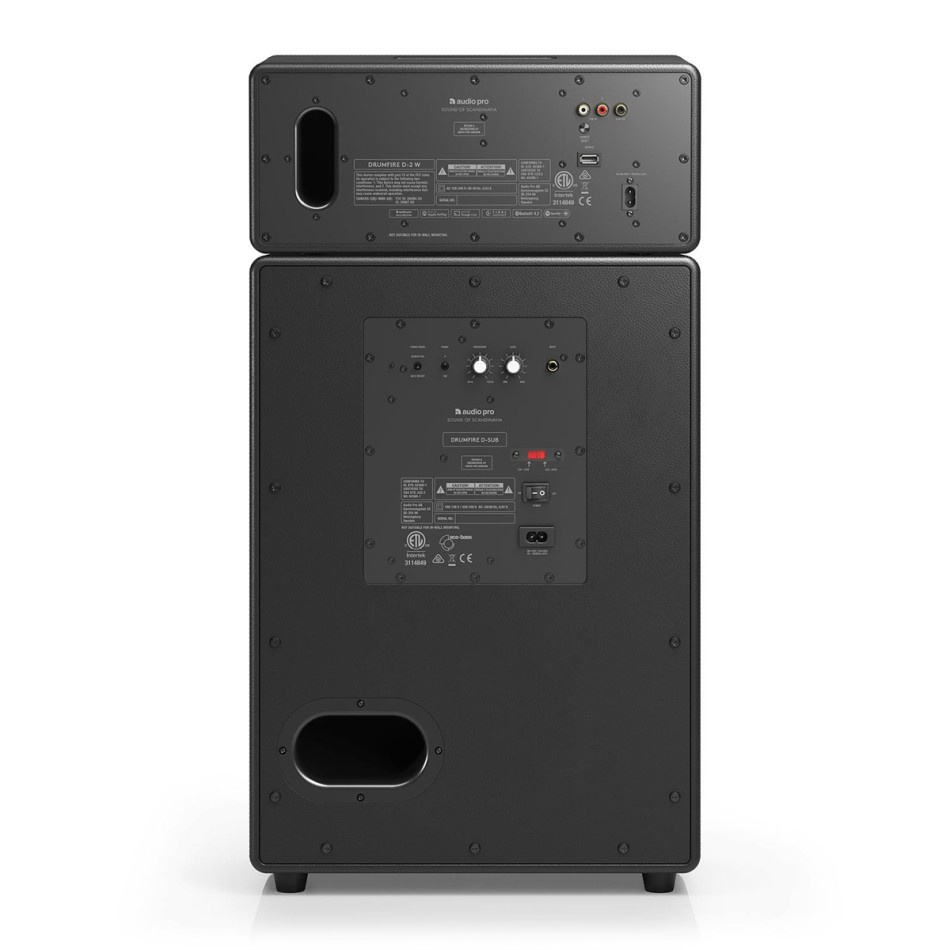 Audio Pro Drumfire II W Wi-Fi-høyttaler med Google Cast & AirPlay 2, svart