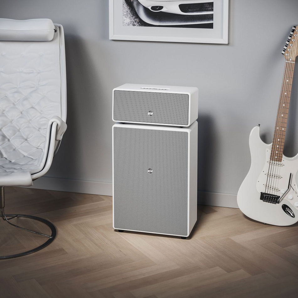 Audio Pro Drumfire II wifi-høyttaler med Google Cast & AirPlay 2, hvit