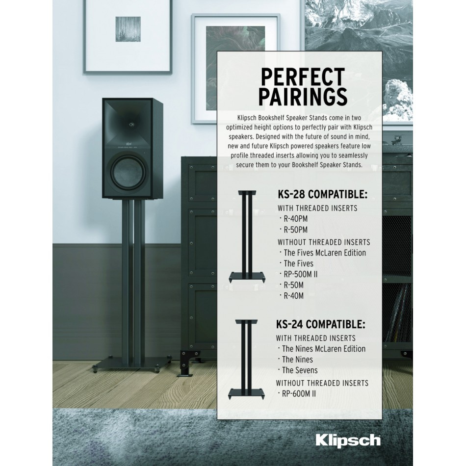 Klipsch KS-28 høyttalerstativ med spikes 71 cm, par