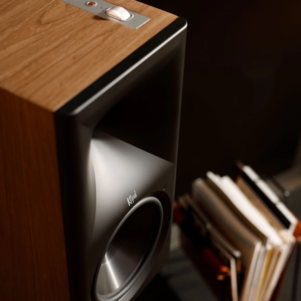 Klipsch The Nines II aktive streaminghøyttalere med HDMI & Dolby Atmos, valnøtt par