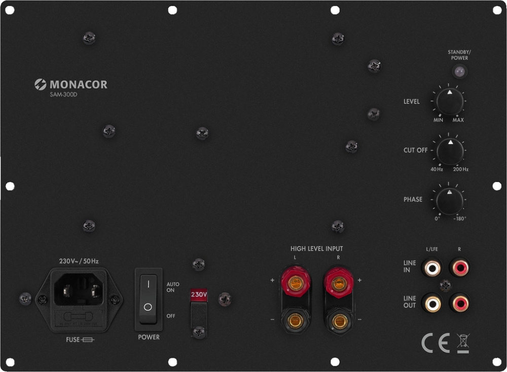 Monacor SAM-300D innbyggingsforsterker for subwoofer