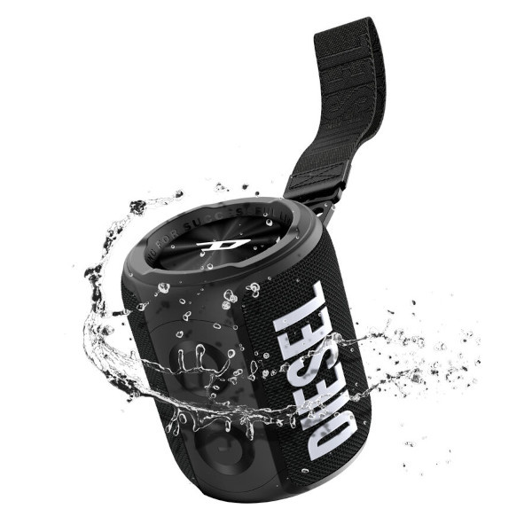 DIESEL bärbar Bluetooth-högtalare med upp till 14 timmars batteritid, svart