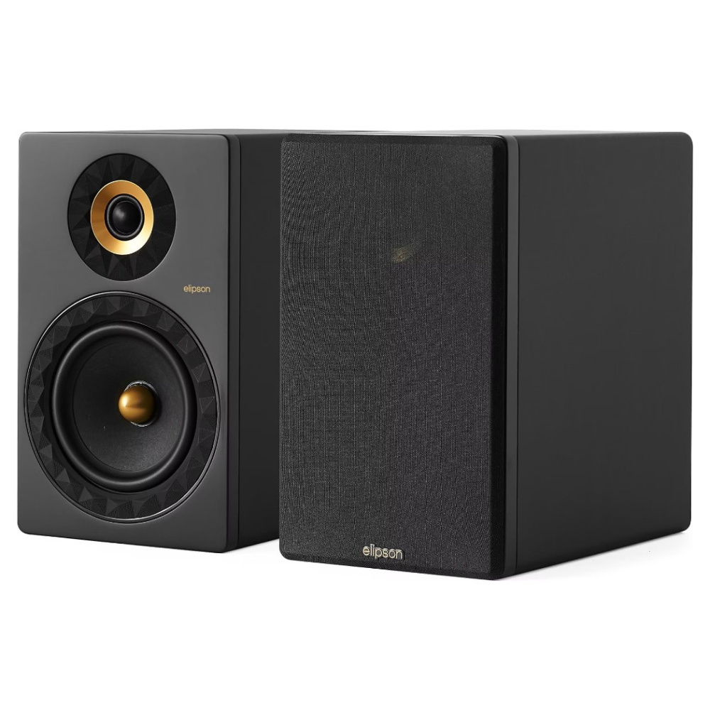 Elipson Prestige Facet II 8B stativhøyttalere, matt svart/gull par