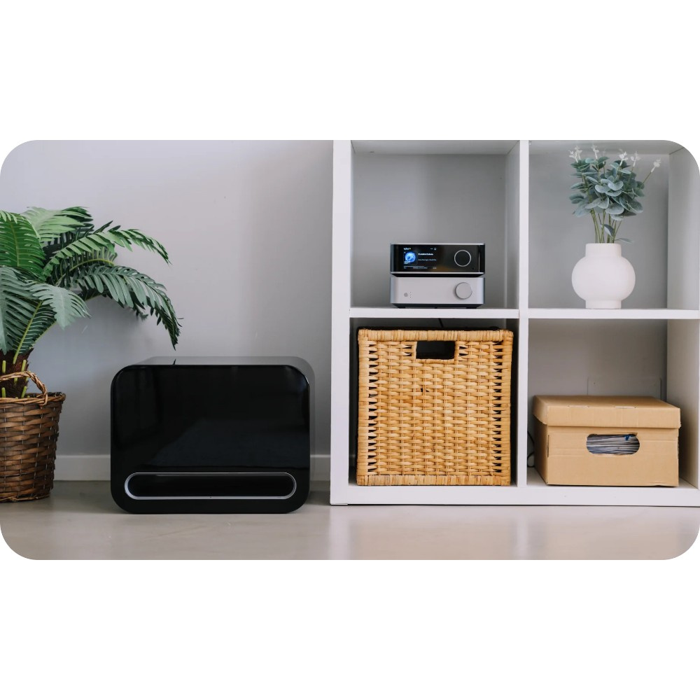 WiiM Sub Pro kompakt trådløs subwoofer, svart