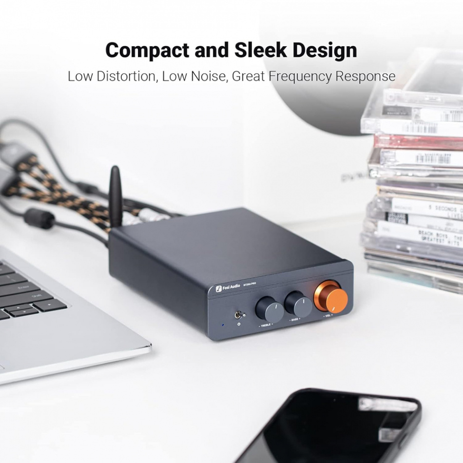 Fosi Audio BT20A PRO stereoforsterker med Bluetooth & 32V strømforsyning