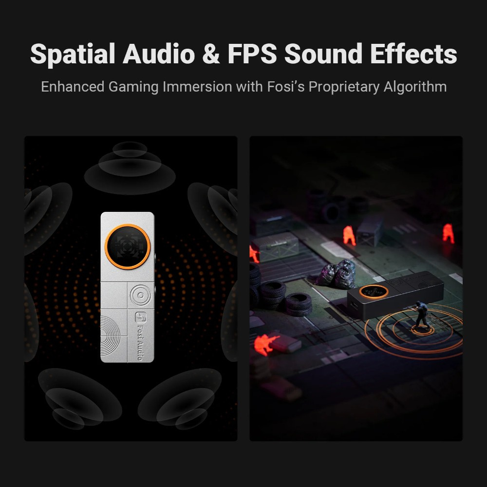 Fosi Audio DS3 bærbar DAC & hodetelefonforsterker, Obsidian