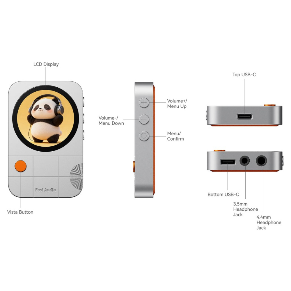 Fosi Audio MD3 bærbar magnetisk DAC/hodetelefonforsterker, sølv