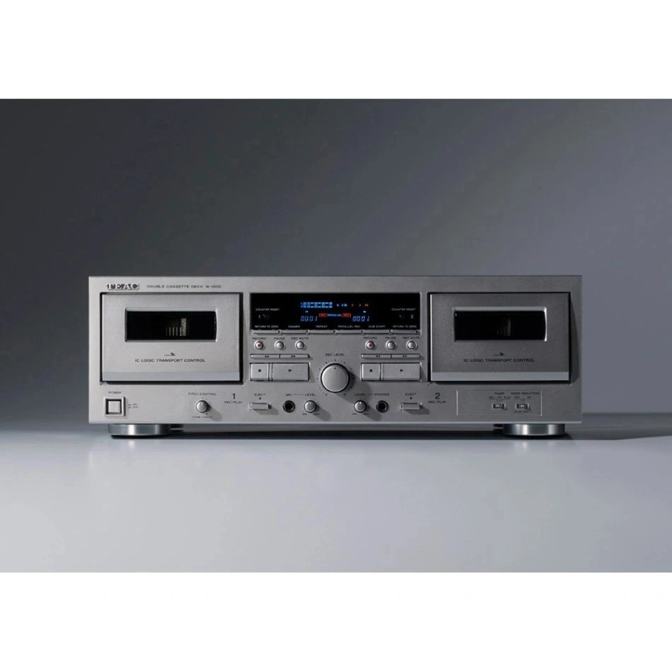Teac W-1200 dobbelt kassettspiller med digitaliseringsfunksjon, sølv