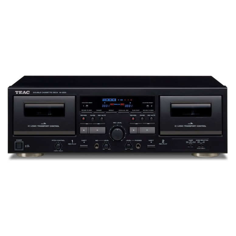 Teac W-1200 dobbelt kassettspiller med digitalisering, svart