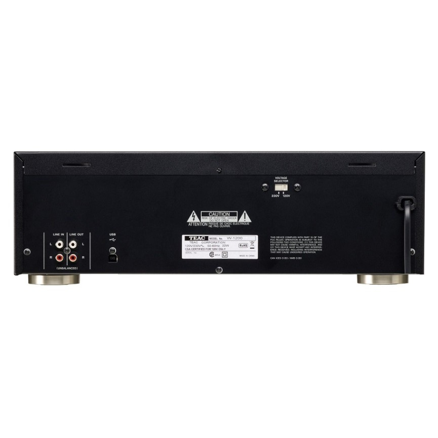 Teac W-1200 dobbelt kassettspiller med digitalisering, svart