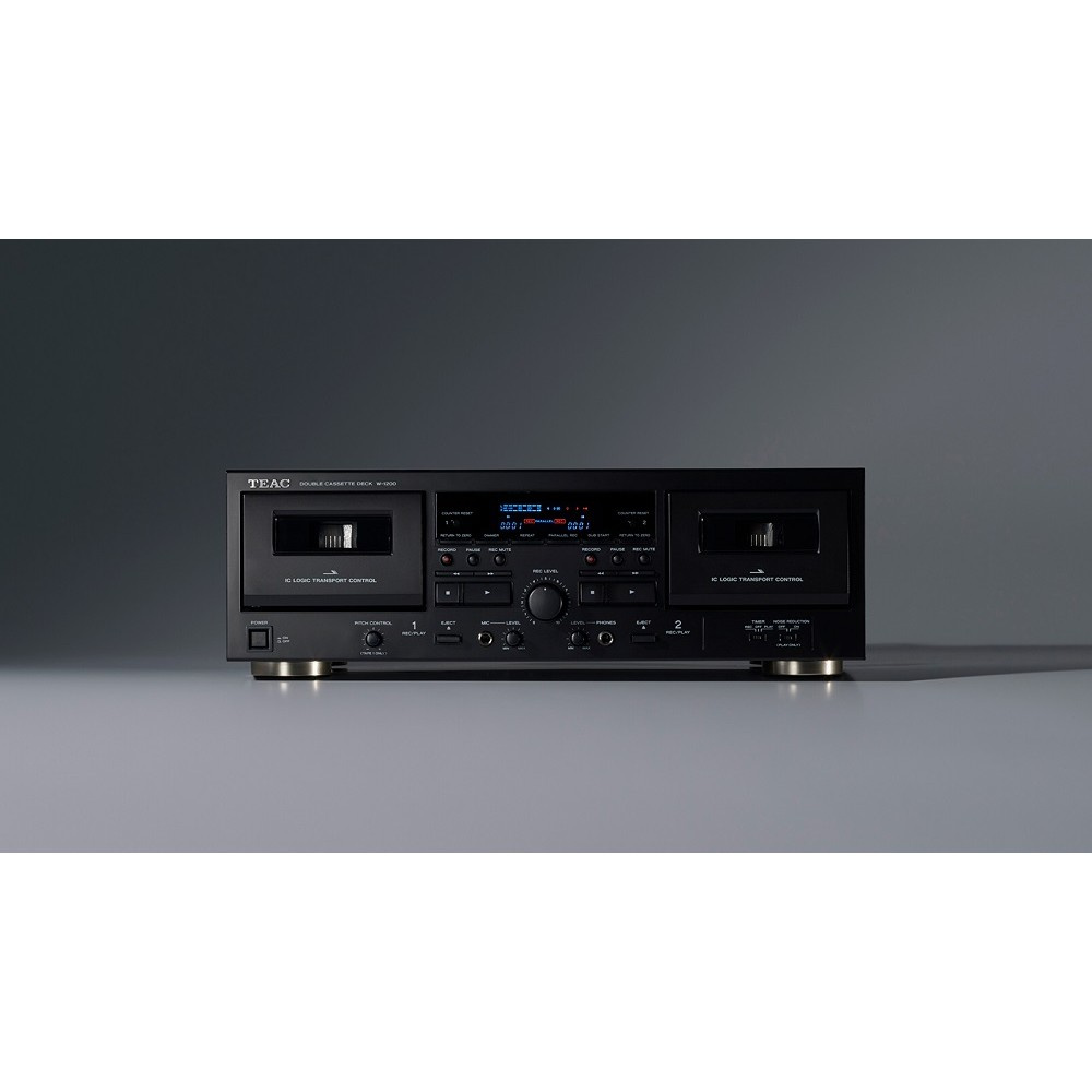 Teac W-1200 dobbelt kassettspiller med digitalisering, svart