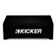 Kicker KickPack KKPDF212, basspakke med lukket nedovervendt 12-tommers basskasse, forsterker og kabler Kicker KickPack KKPDF212, basspakke med lukket nedovervendt 12-tommers basskasse, forsterker og kabler