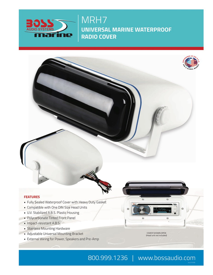 BOSS MRH7 universal stereo beskyttelse med feste for marine bruk