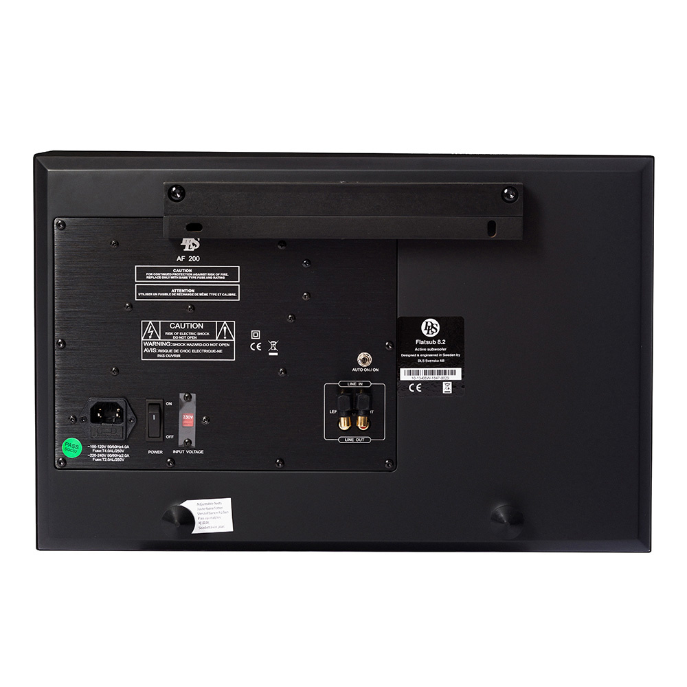 DLS Flatsub 8.2 vegghengbar aktiv subwoofer, matt svart