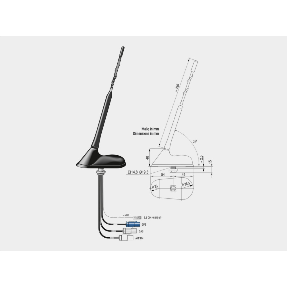 Takantenn AM/FM DAB+ GNSS aktiv
