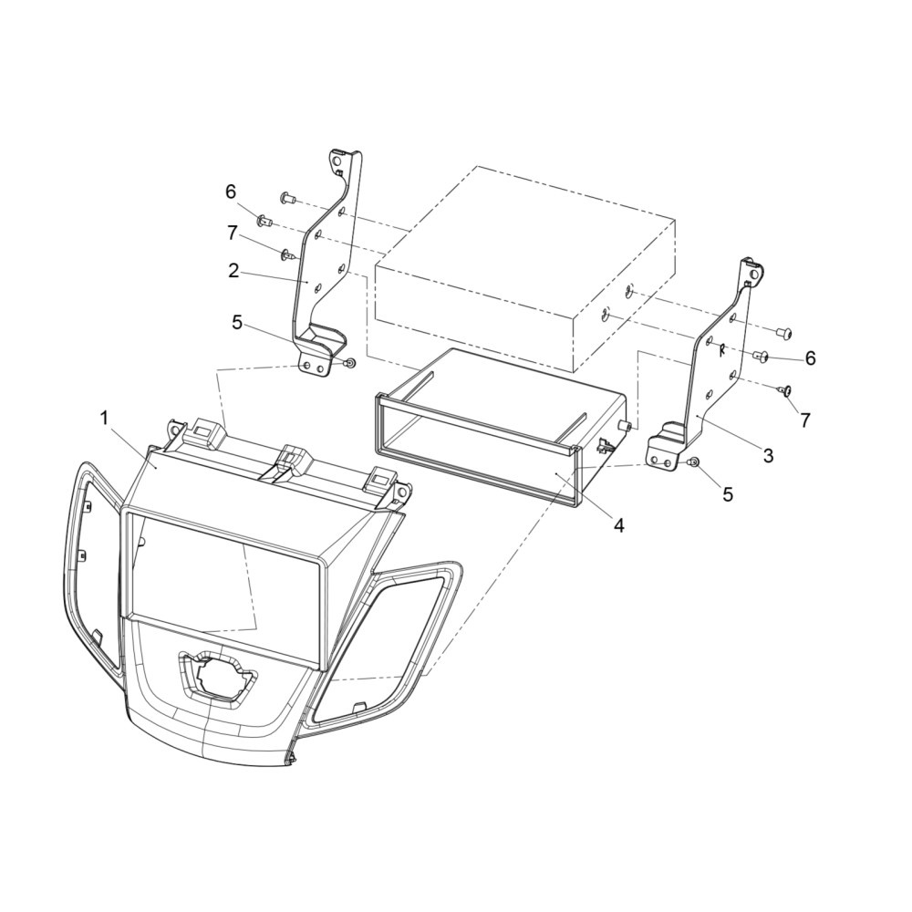 Monteringsramme 2-DIN Ford Fiesta, svart