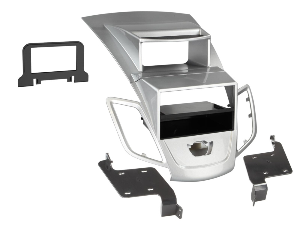 Monteringsramme 2-DIN med oppbevaringsrom Ford Fiesta, sølv