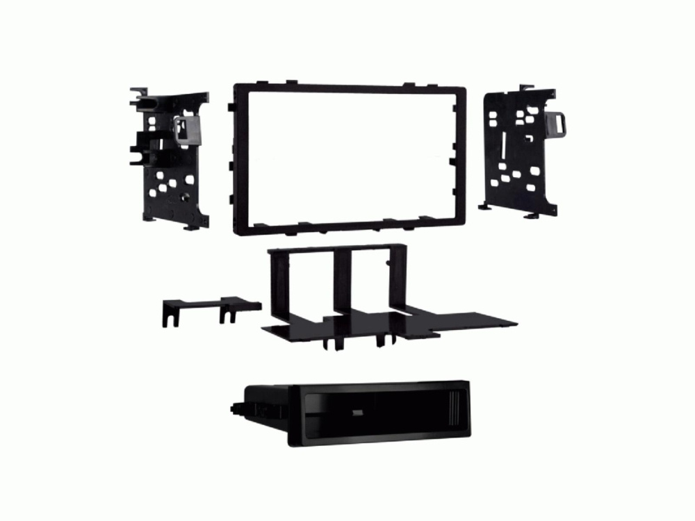 Monteringsramme 2-DIN med oppbevaringsrom, svart