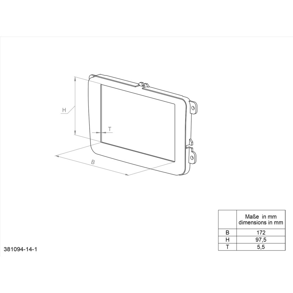 Monteringsramme 2-DIN Fiat Grande Punto, antrasitt
