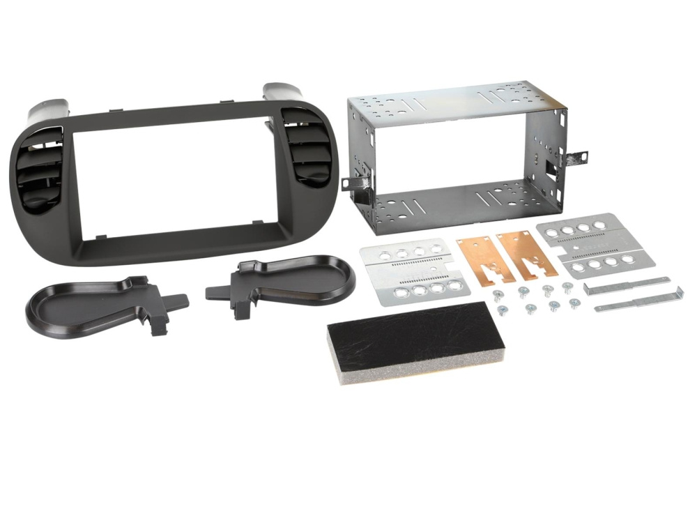 Monteringsramme 2-DIN Fiat 500, matt svart