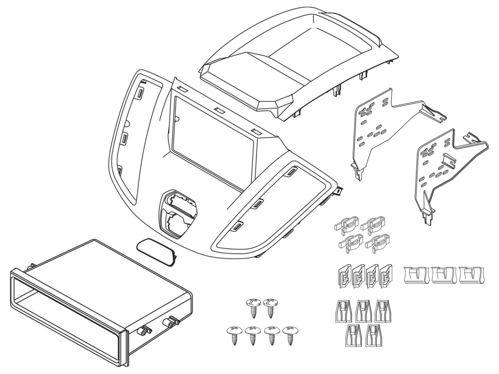 Monteringsramme 2-DIN med oppbevaringsrom Ford Transit V363