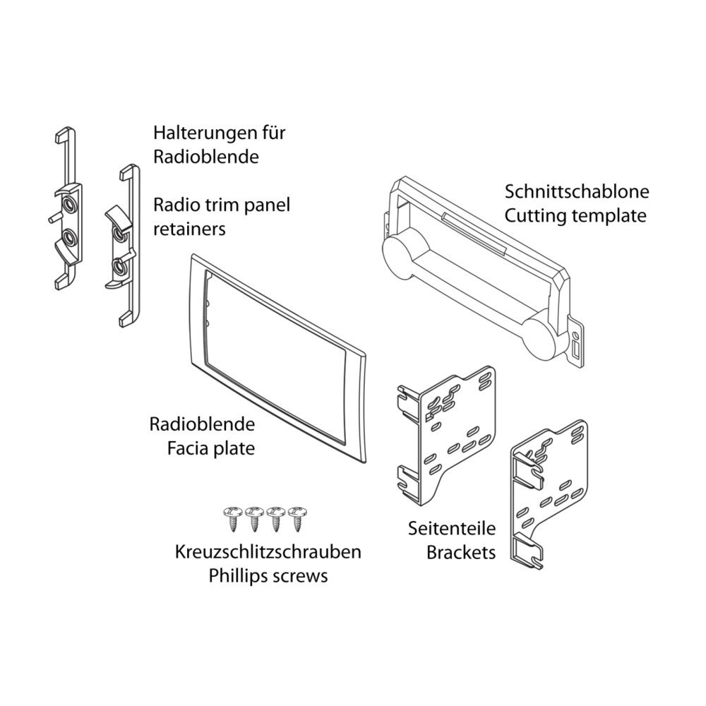 Monteringsramme 2-DIN Chrysler/Dodge/Jeep