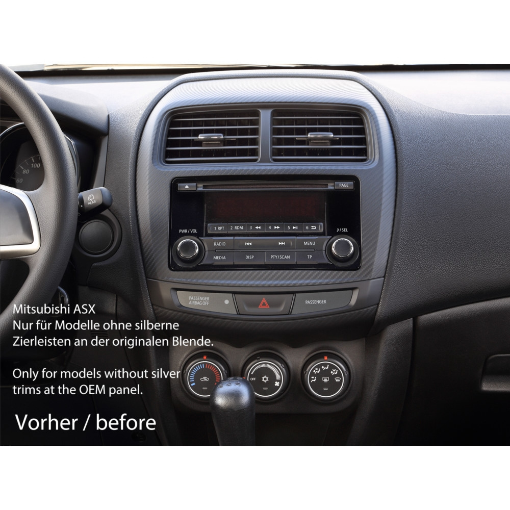 Monteringsram 2-din Mitsubishi ASX 2015- piano svart