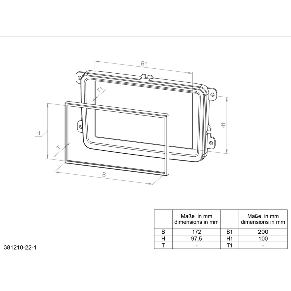 Monteringsramme 2-DIN Nissan/Renault, piano svart