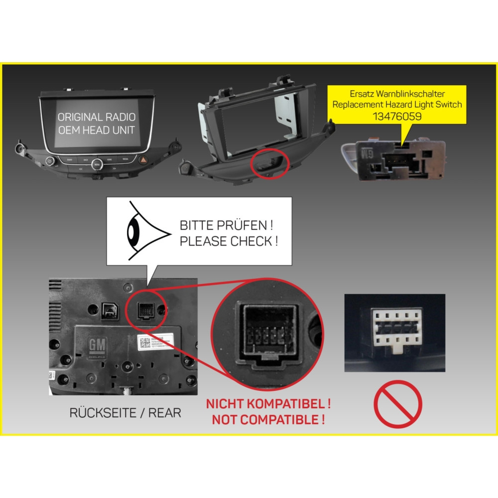 Monteringsramme 2-DIN Opel Astra K
