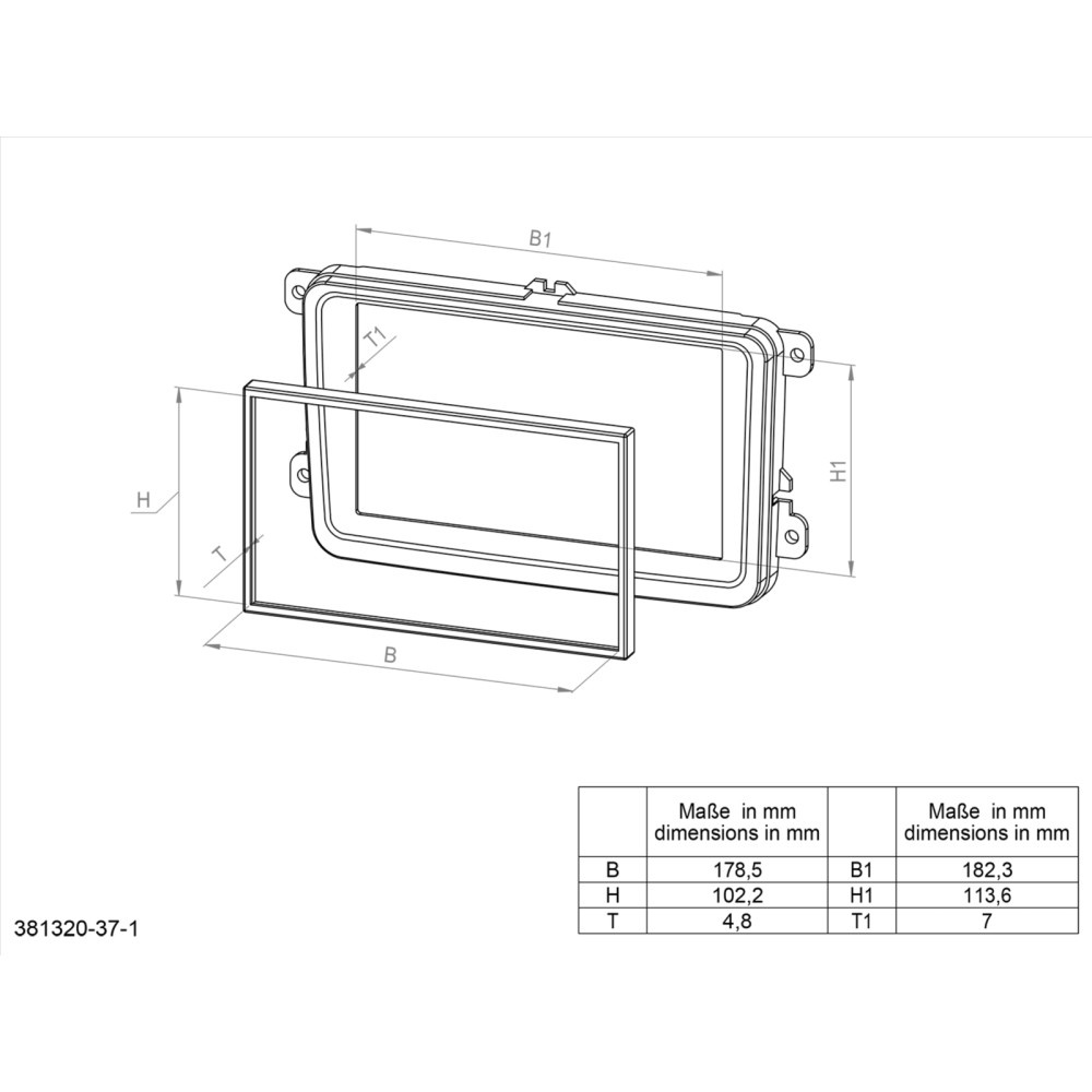 Monteringsramme 2-DIN VW Polo/T6.1, svart