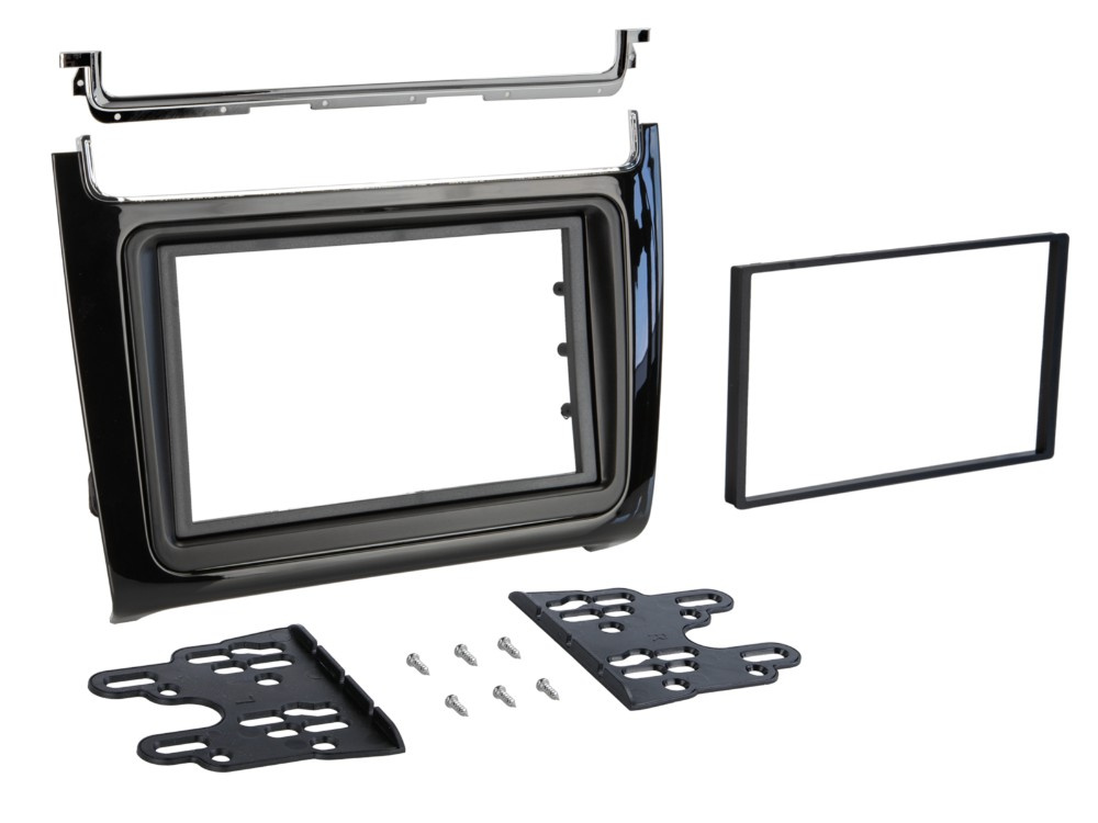 Monteringsramme 2-DIN VW Polo 2014-2017, piano svart