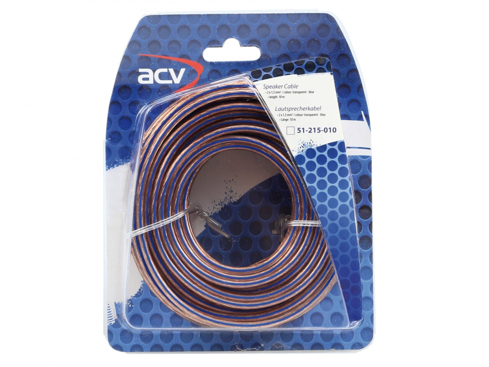 ACV högtalarkabel 2x1.25mm2 10m, transparent blå