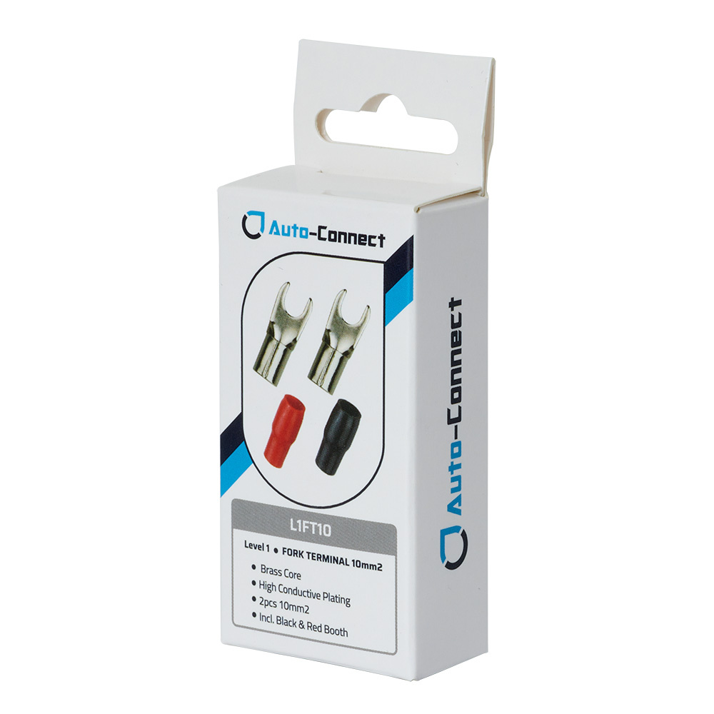 Auto-Connect rød og svart gaffelkabelsko, 10 mm²