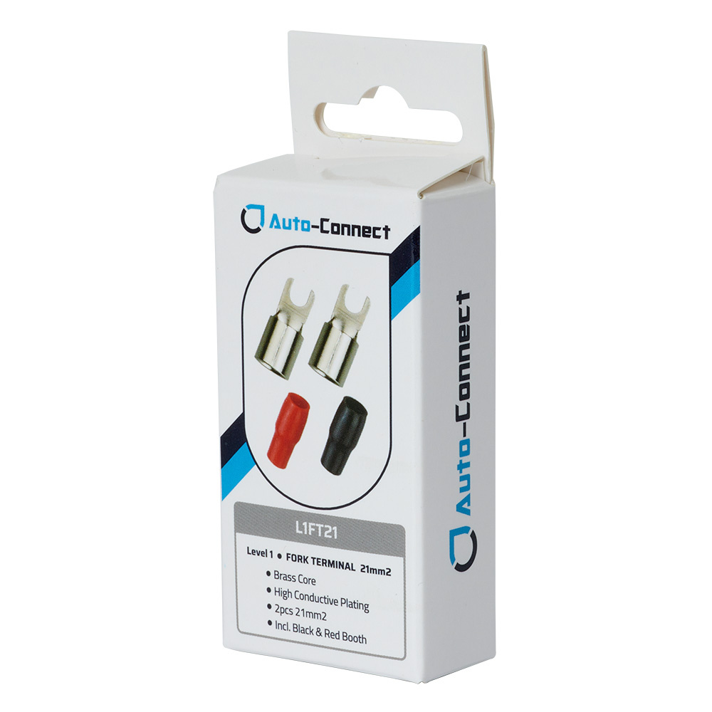 Auto-Connect rød og svart gaffelkabelsko, 21 mm²