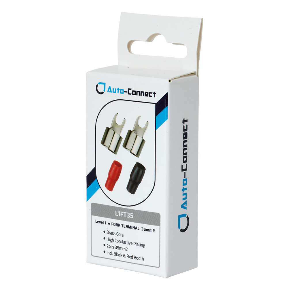 Auto-Connect rød og svart gaffelkabelsko, 35 mm²