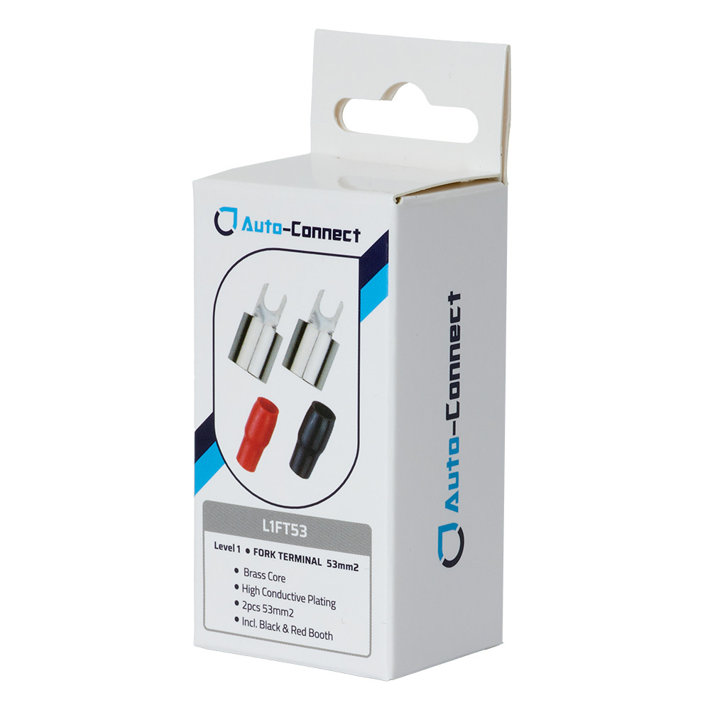 Auto-Connect rød og svart gaffelkabelsko, 53 mm²