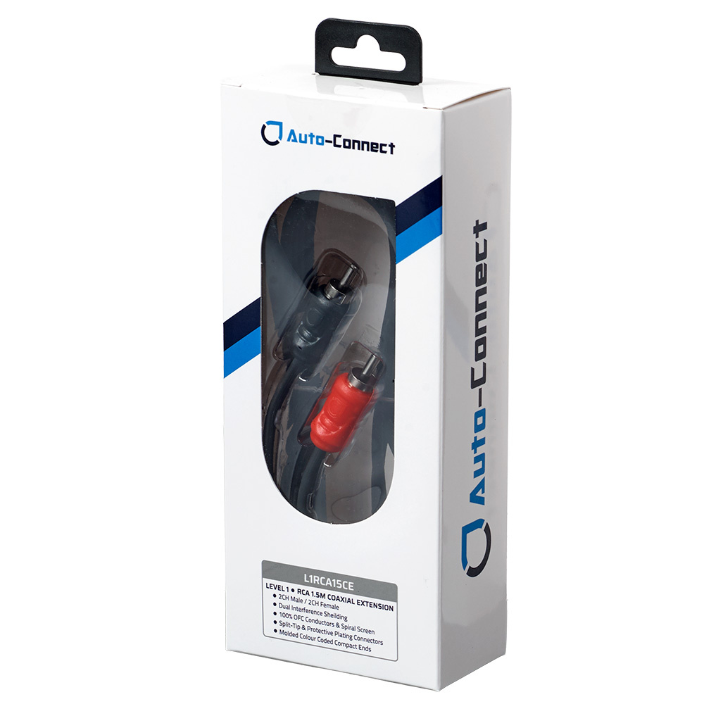 Auto-Connect koaksiaalinen RCA-jatkojohto 1.5 metriä, Level 1