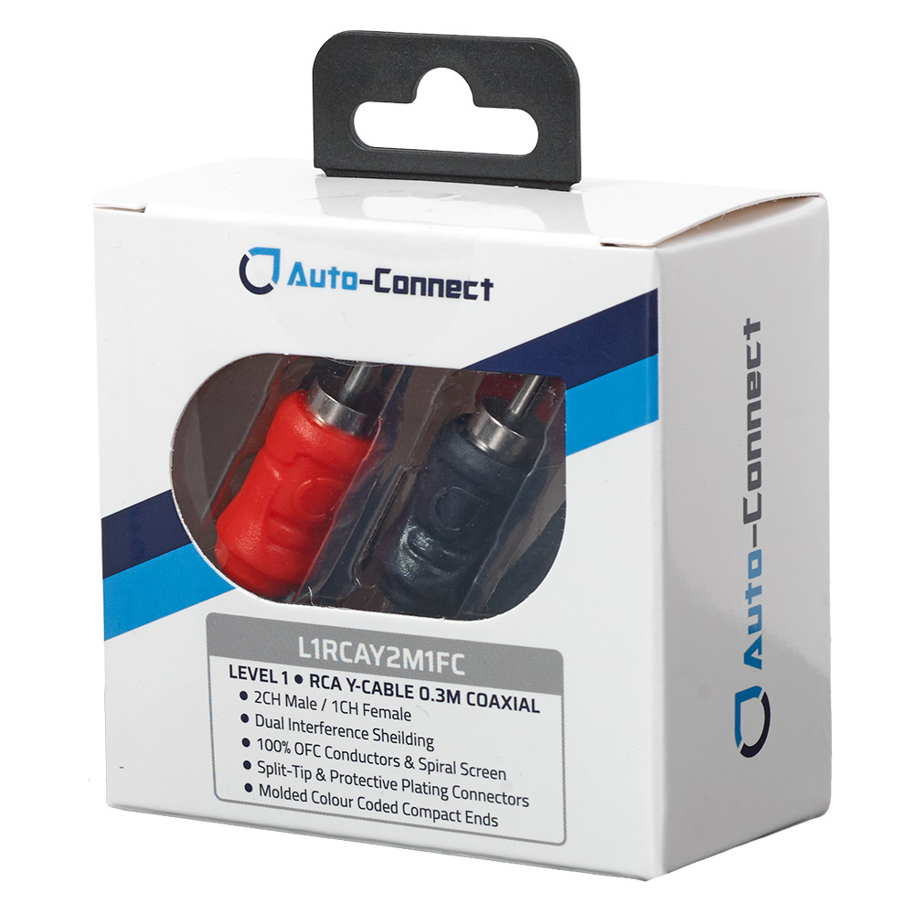 Auto-Connect koaksial Y-splitt lavnivå 2 han-1 hun, Level 1