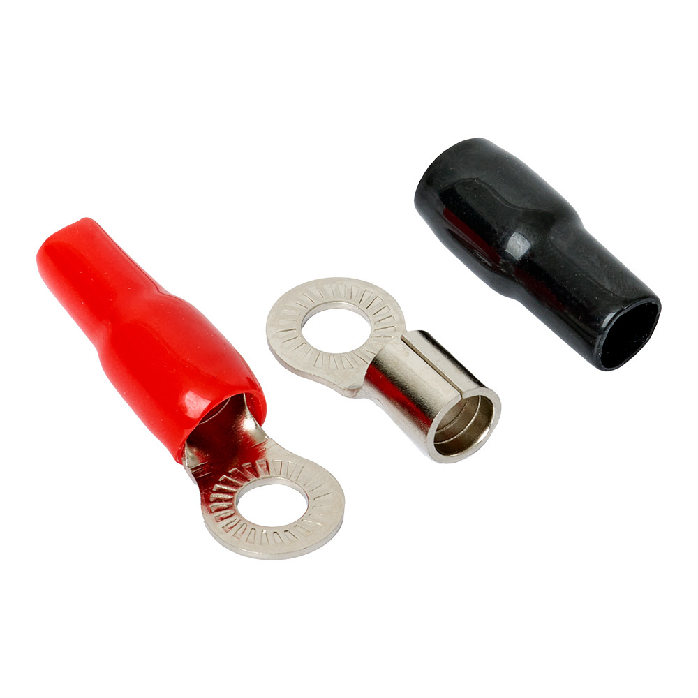 Auto-Connect rød og svart ringkabelsko M8, 21 mm²