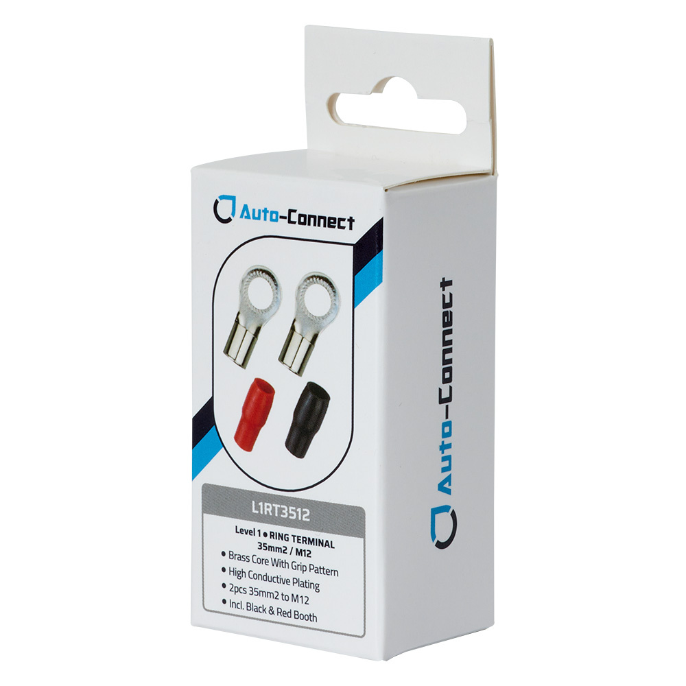 Auto-Connect rød og svart ringkabelsko M12, 35 mm²