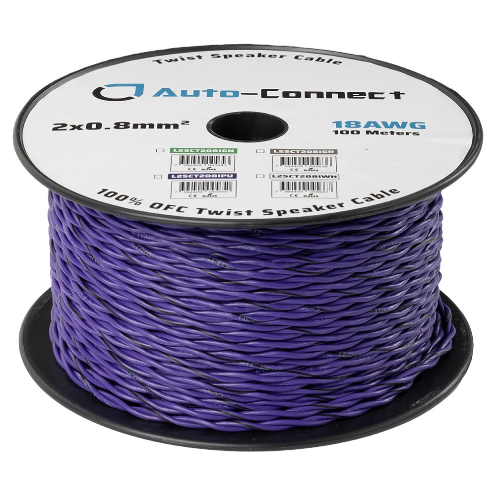 Auto-Connect tvunnet høyttalerkabel 2x0.8mm² lilla, pris per meter