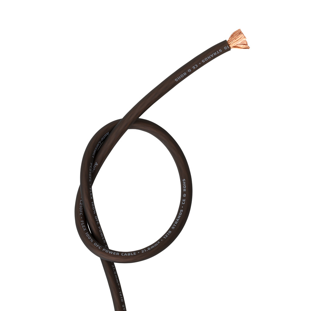 Auto-Connect svart strømkabel OFC 21.6mm², metervare