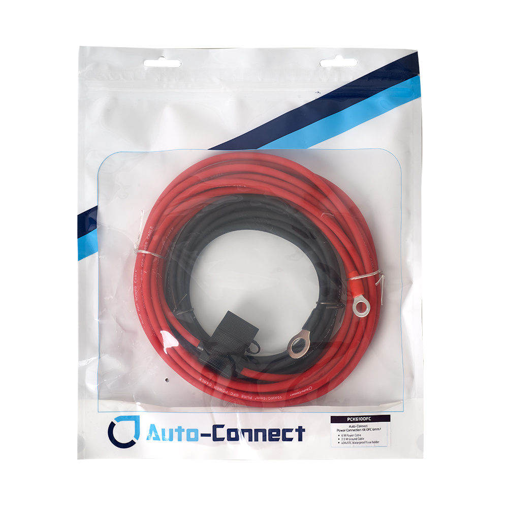 Auto-Connect OFC  6mm² strømkabelkit, 6m+2.5m